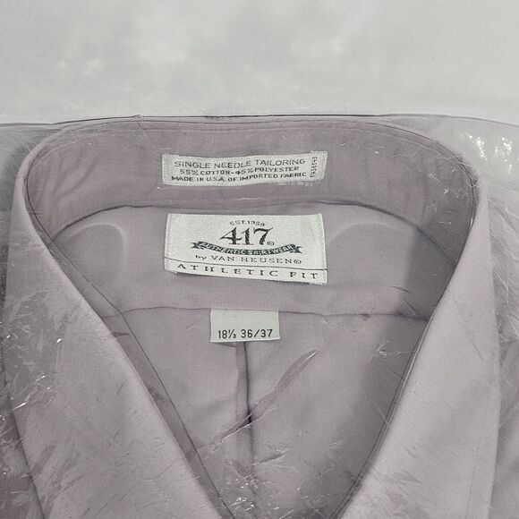 417 Van Heusen Mens Dress Shirt Size 18 1/2-36/37 Long Sleeve Button Up Athletic - Picture 2 of 3